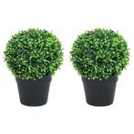 vidaXL Kunstplanten met pot 2 st buxus bolvorming 37 cm, Verzenden