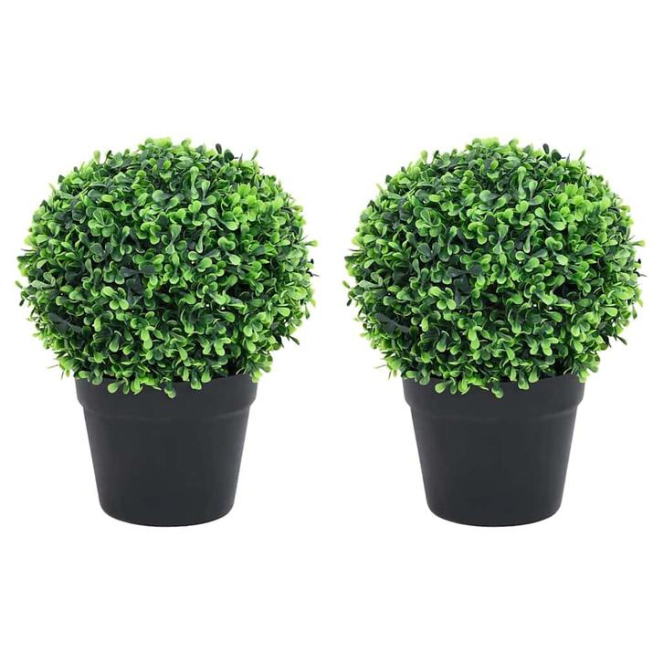 vidaXL Kunstplanten met pot 2 st buxus bolvorming 37 cm, Huis en Inrichting, Woonaccessoires | Kunstplanten en Kunstbloemen, Nieuw