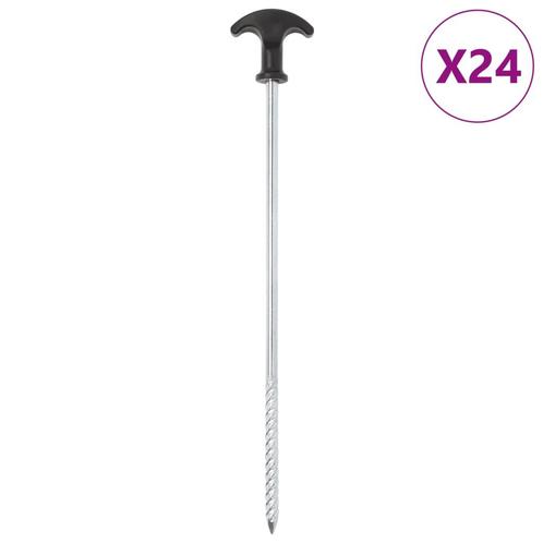 vidaXL Tentharingen 24 st Ã7 mm 30 cm gegalvaniseerd staal, Caravanes & Camping, Accessoires de tente, Envoi