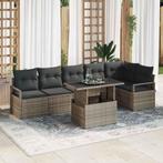 vidaXL Tuinbank Set met kussen 7 pcs Grijs Poly rattan, Tuin en Terras, Verzenden, Nieuw