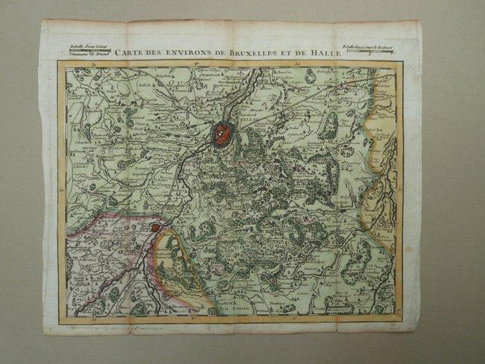 België - Brussel; J.B. Crepy - Carte des environs de, Boeken, Atlassen en Landkaarten