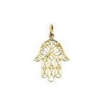 Gouden hanger van een Hamsa hand (sieraad, kettinghanger), Handtassen en Accessoires, Bedels, Ophalen of Verzenden, Gebruikt, Goud