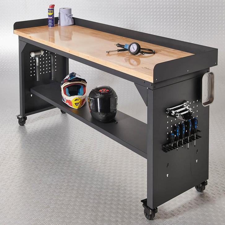 Datona Werkbank PRO met bamboe werkblad en legbord, Doe-het-zelf en Bouw, Werkbanken, Ophalen of Verzenden