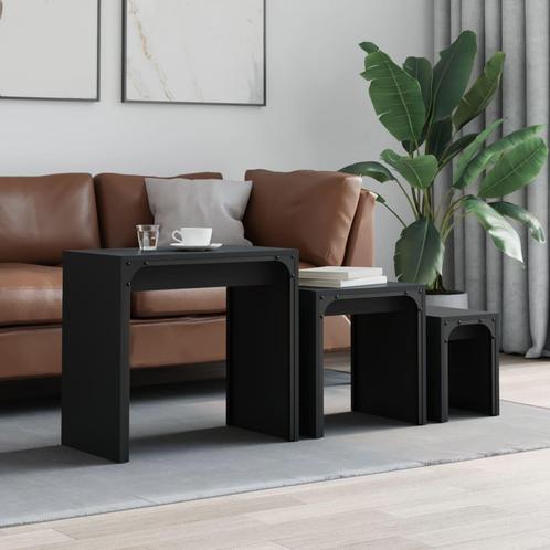 vidaXL 3-delige Tafeltjesset bewerkt hout zwart, Huis en Inrichting, Tafels | Salontafels, Nieuw, Verzenden