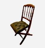 Chaise anglaise pliante - Vintage en bois et cuir -