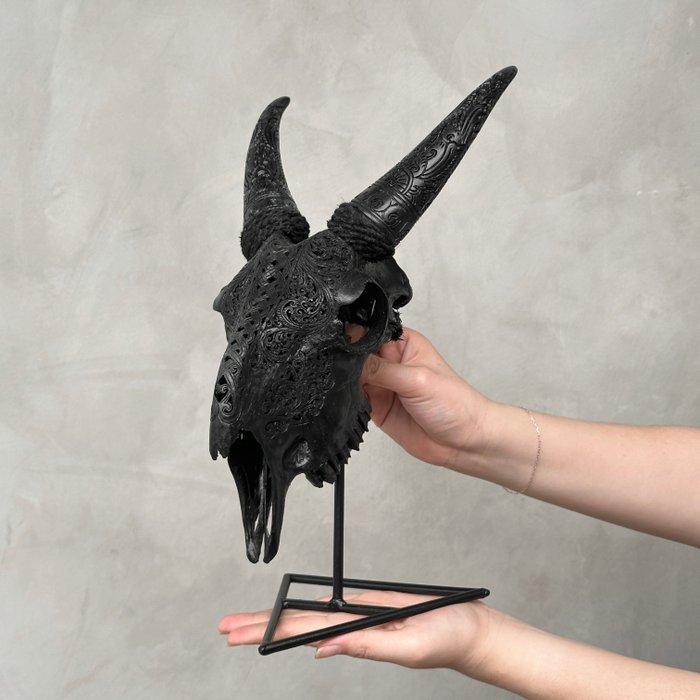 Geen minimumprijs - Met de hand gesneden zwart geitenhoofd, Antiek en Kunst, Kunst | Designobjecten