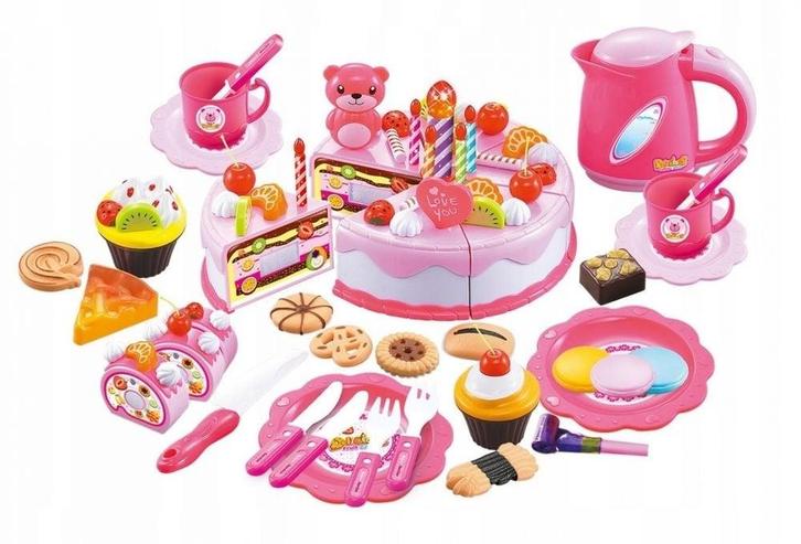 Speelgoed eten - taart set - 80 delig - roze, Kinderen en Baby's, Speelgoed | Speelkeukens, Nieuw, Ophalen of Verzenden