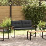 vidaXL Houten Laagbank met kussen Effen Middelgrijs 114 x 55, Verzenden