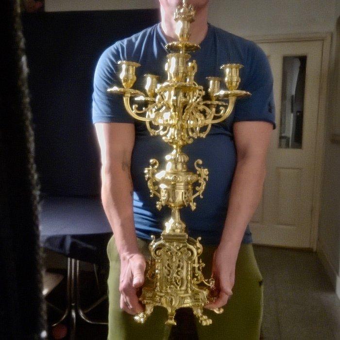 Kaarsenhouder (2) - Brons - Zeer grote kandelaars, Antiek en Kunst, Antiek | Klokken