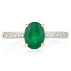 Bague - 14 carats Or jaune - 1.39ct. tw. Émeraude - Diamant, Handtassen en Accessoires, Ringen, Nieuw