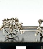 No reserve-Antieke zilveren miniatuur putti (engel) met man