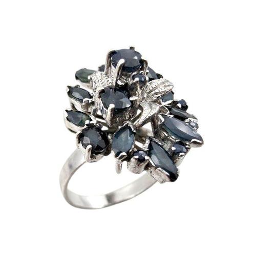 Zonder Minimumprijs - Ring Zilver - Saffier (getest), Handtassen en Accessoires, Ringen