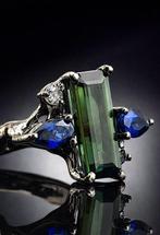 Argent, Tourmaline verte - Bague - Inspiré par la nature