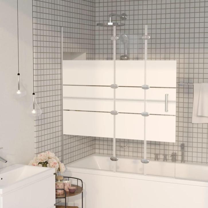 vidaXL Douchewand inklapbaar 120x140 cm ESG wit, Doe-het-zelf en Bouw, Sanitair, Nieuw, Verzenden