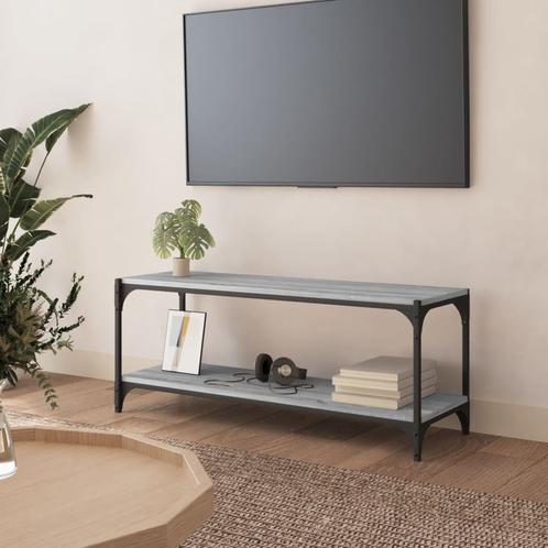 vidaXL Tv-meubel 100x33x41 cm bewerkt hout en staal grijs, Huis en Inrichting, Kasten |Televisiemeubels, Nieuw, Verzenden