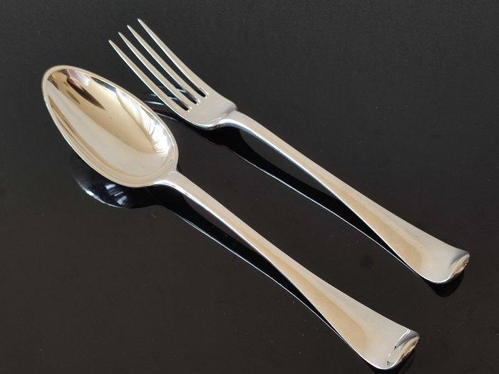 Couvert-Rudolf Sondag-Rotterdam-1780-163 Gram - Bestekset, Antiek en Kunst, Antiek | Zilver en Goud