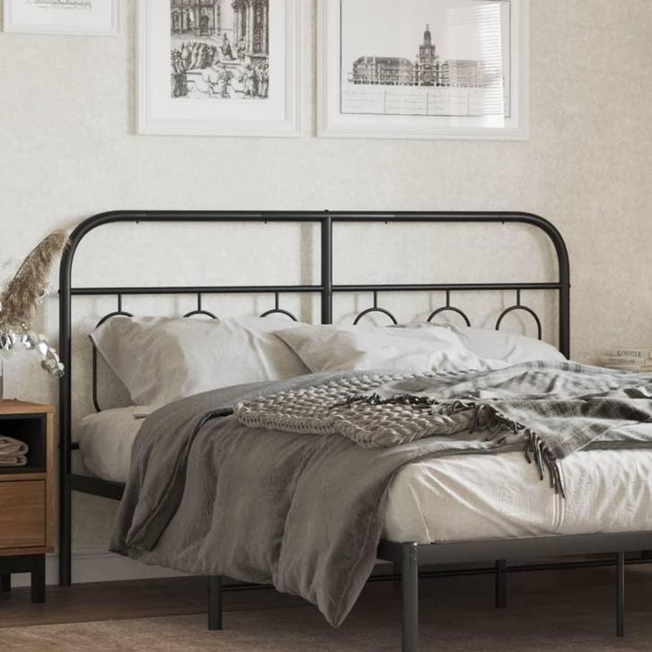 vidaXL Hoofdbord 150 cm metaal zwart, Huis en Inrichting, Slaapkamer | Bedden, Nieuw, Verzenden