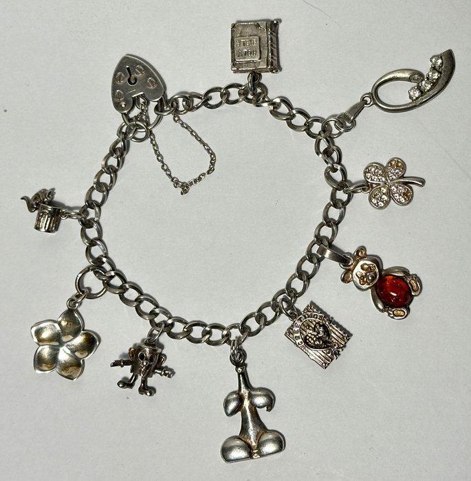 Oude armband van 925 zilver, Engels, met 9 hangers - Armband, Antiek en Kunst, Antiek | Boeken en Manuscripten