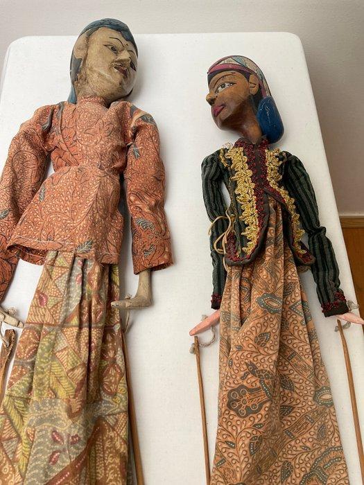 2 wayang golek poppen - Indonesië, Antiek en Kunst, Kunst | Niet-Westerse kunst