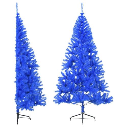 vidaXL Kunstkerstboom met standaard half 240 cm PVC blauw, Diversen, Kerst, Nieuw, Verzenden