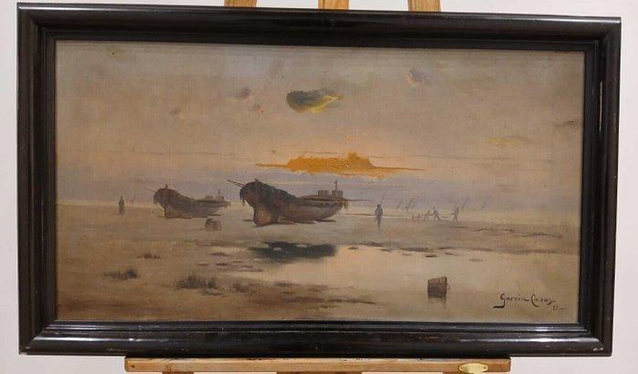 García Casas (XIX) - Barcas impresionistas, Antiek en Kunst, Kunst | Schilderijen | Klassiek