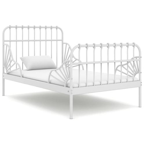 vidaXL Cadre de lit extensible Blanc Métal 80x130/200 cm, Maison & Meubles, Chambre à coucher | Lits, Neuf, Envoi