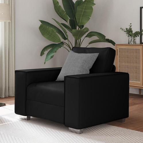 vidaXL Zwarte Faux Leer Zetel - 59 cm, Huis en Inrichting, Zetels | Zetels, Nieuw, Verzenden