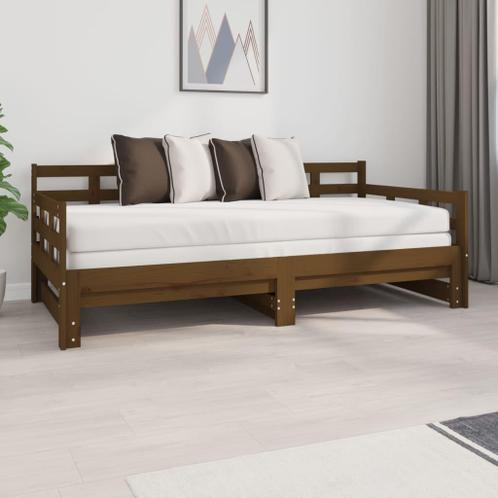 vidaXL Lit coulissant Marron miel Bois de pin solide 2x(90x1