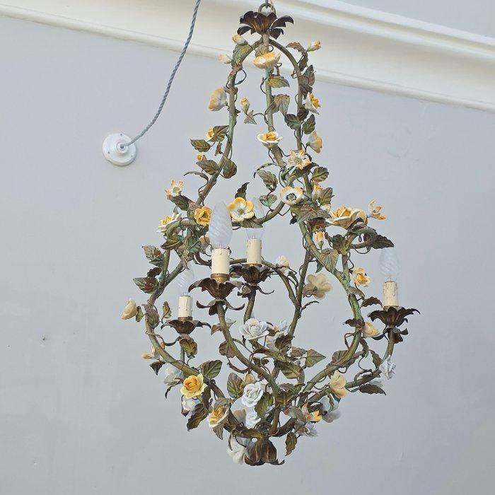 Kroonluchter - Een kooi versierd met met de hand gevormde, Antiquités & Art, Curiosités & Brocante