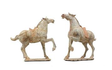 Chinois ancien, empire unifié des Tang Terre cuite Paire