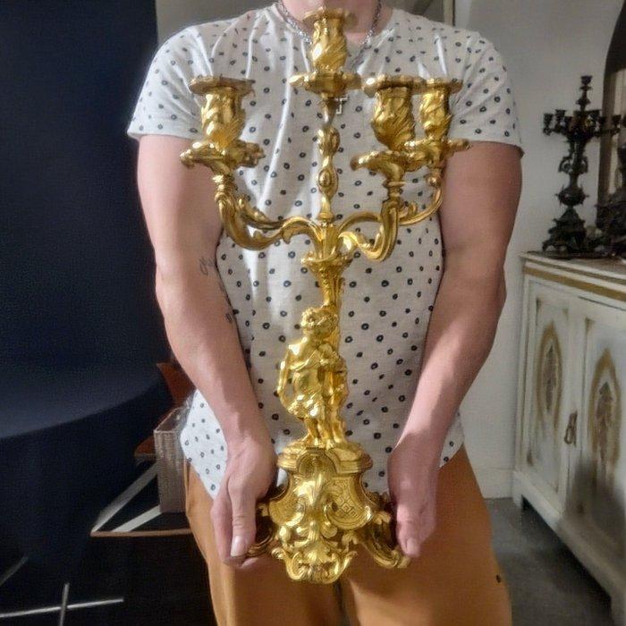 Kaarsenhouder (2) - Verguld brons - Bronzen kandelaars, Antiek en Kunst, Antiek | Klokken
