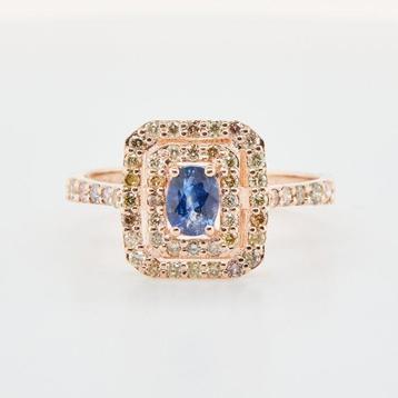 Zonder Minimumprijs - Ring 14 kt. -  1.08ct. tw. Saffier, Handtassen en Accessoires, Ringen, Nieuw