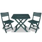 vidaXL 3-delige Bistroset inklapbaar kunststof groen, Tuin en Terras, Verzenden, Nieuw