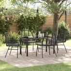 vidaXL Tuin Eettafel Set 5 pcs Zwart poly rattan, Tuin en Terras, Verzenden, Nieuw