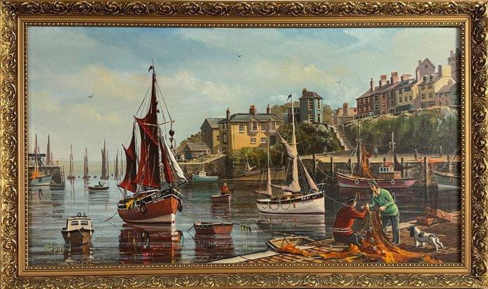 William Henry Stockman (1935-2021) - Brixham Harbour, Devon,, Antiek en Kunst, Kunst | Schilderijen | Klassiek