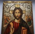 Icoon - Russisch handgeschilderd icoon Jezus Pantokrator,, Antiek en Kunst, Antiek | Boeken en Manuscripten