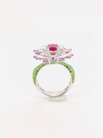 Ring - 18 karaat Witgoud - 3.20ct. tw. Robijn - Diamant -, Nieuw