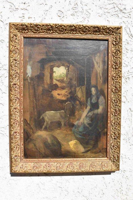 Brunner (XX) - Ziegenstall, Antiek en Kunst, Kunst | Schilderijen | Klassiek