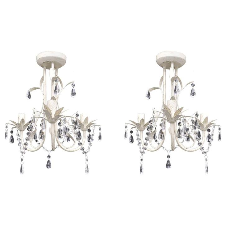 vidaXL Kroonluchters kristal 2 st elegant wit, Huis en Inrichting, Lampen | Kroonluchters, Nieuw, Verzenden