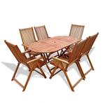vidaXL 7-delige Tuinset massief acaciahout, Verzenden, Nieuw, Tuinset
