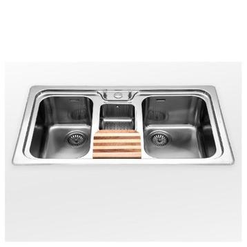 Bieden: Alpex inox 50/98 2V1B-E double sink 900 mm, Ophalen of Verzenden