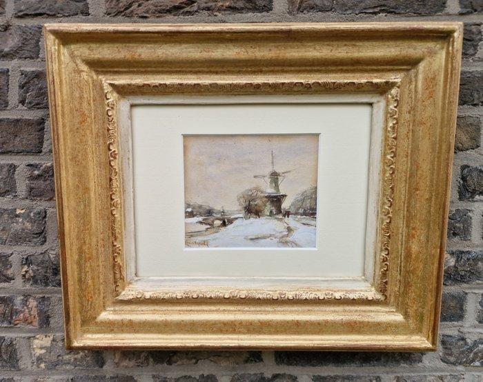 Louis Apol (1850-1936) - Winterlandschap met molen, Antiek en Kunst, Kunst | Schilderijen | Klassiek