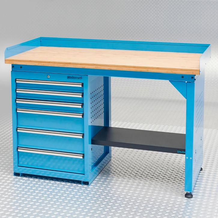 Datona Werkbank PRO met bamboe werkblad en 6 lades - 150 cm, Bricolage & Construction, Établis, Enlèvement ou Envoi
