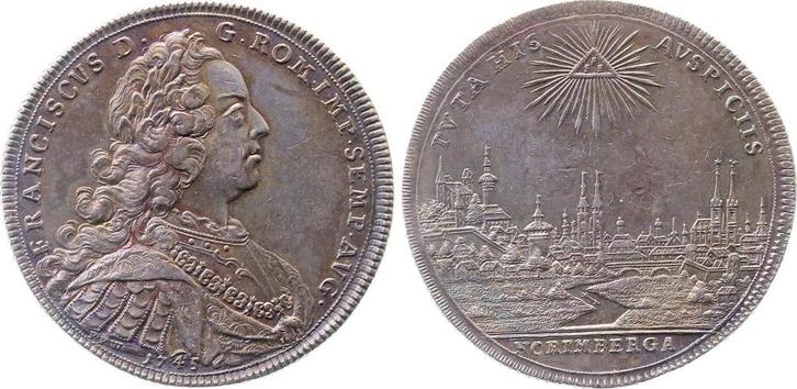 1745 Duitsland taler, daalder Nuernberg Stadtansicht Fran..., Postzegels en Munten, Munten | Europa | Niet-Euromunten, België
