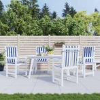 vidaXL Stoelkussens 4 st lage rug gestreept stof wit en, Huis en Inrichting, Woonaccessoires | Kussens, Verzenden, Nieuw