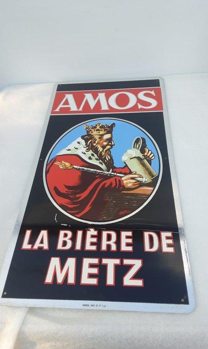 Amos - Reclamebord - Metaal, Antiquités & Art, Antiquités | Assiettes décoratives & Carrelages