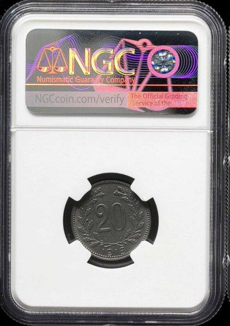 Autriche. François-Joseph Ier. 20 Heller 1918 - NGC MS64, Postzegels en Munten, Munten | Europa | Niet-Euromunten