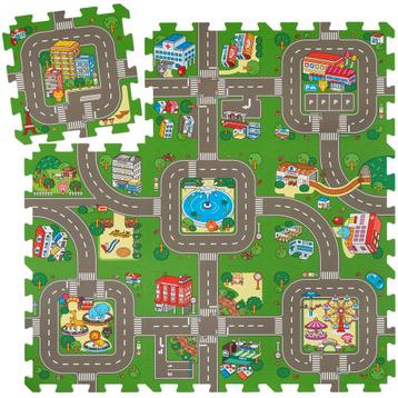 tectake Puzzelmat MyCity, stad- en wegen, 9-delig, antislip, Verzenden