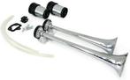 Toeter hoorn 12 volt - met 2 metalen hoorns chroom met co..., Fietsen en Brommers, Ophalen of Verzenden, Nieuw