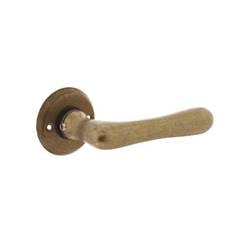 Deurklink Trento met ronde rozet 50x5mm messing getrommeld, Doe-het-zelf en Bouw, Hang- en Sluitwerk, Klink of Kruk, Nieuw, Koper of Messing